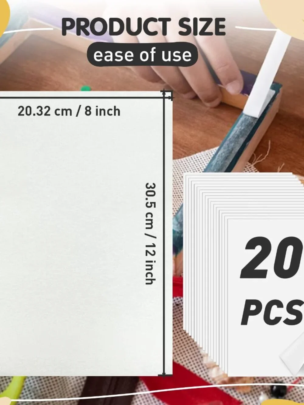 Iron On Adhesive Sheets 20PCS, Heavy Weight Double-Sided Heat Melt Fabric Glue S